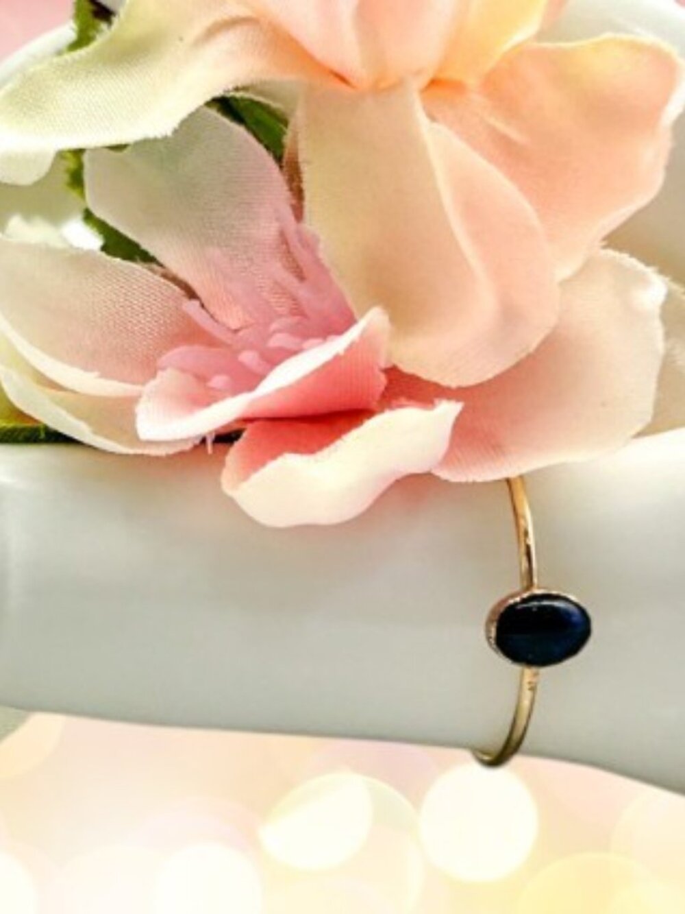 Rare Handmade Blue Ammolite Gemstone Ring in 14k Gold Fill, Fossil Ring - Picture 4 of 12
